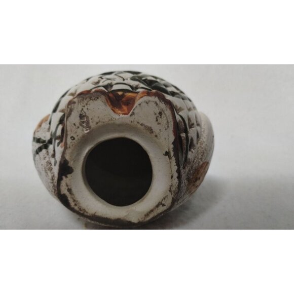 Vintage Ceramic Owl Figurine with Leaf & Bird‎ Paintings Design - Picture 6 of 11